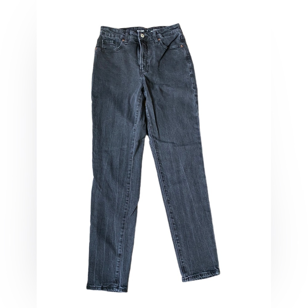 Old Navy OG Straight Jeans High Rise Black Gray Washed Denim Size 4
